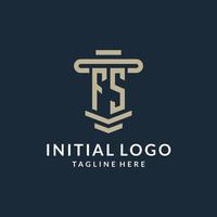 FS initial logo monogram with simple luxury pillar line vector design