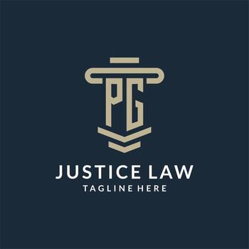 PG initial logo monogram with simple luxury pillar line vector design