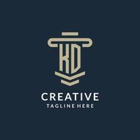 KD initial logo monogram with simple luxury pillar line vector design