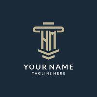 HM initial logo monogram with simple luxury pillar line vector design