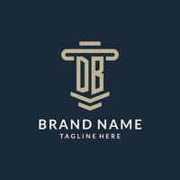 DB initial logo monogram with simple luxury pillar line vector design