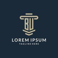 BU initial logo monogram with simple luxury pillar line vector design