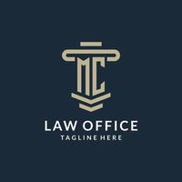 MC initial logo monogram with simple luxury pillar line vector design