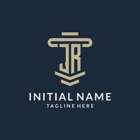 JR initial logo monogram with simple luxury pillar line vector design