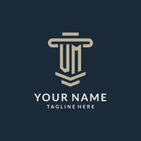 VM initial logo monogram with simple luxury pillar line vector design