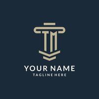 TM initial logo monogram with simple luxury pillar line vector design