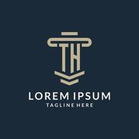 TH initial logo monogram with simple luxury pillar line vector design