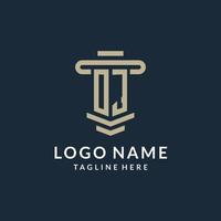 OJ initial logo monogram with simple luxury pillar line vector design