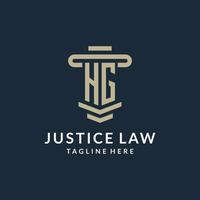 HG initial logo monogram with simple luxury pillar line vector design
