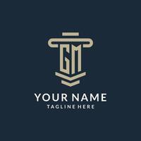 GM initial logo monogram with simple luxury pillar line vector design