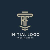 RF initial logo monogram with simple luxury pillar line vector design