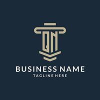 QN initial logo monogram with simple luxury pillar line vector design