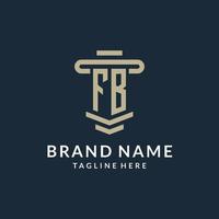 FB initial logo monogram with simple luxury pillar line vector design