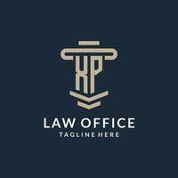 XP initial logo monogram with simple luxury pillar line vector design