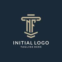 NF initial logo monogram with simple luxury pillar line vector design