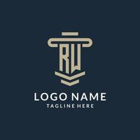 RW initial logo monogram with simple luxury pillar line vector design