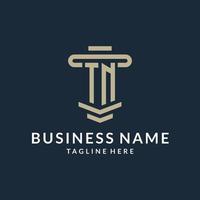TN initial logo monogram with simple luxury pillar line vector design