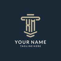 XM initial logo monogram with simple luxury pillar line vector design