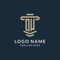 OW initial logo monogram with simple luxury pillar line vector design