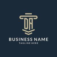 DA initial logo monogram with simple luxury pillar line vector design