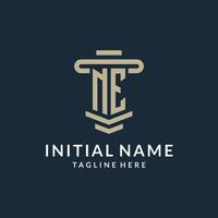 NE initial logo monogram with simple luxury pillar line vector design