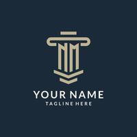 NM initial logo monogram with simple luxury pillar line vector design