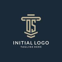 OS initial logo monogram with simple luxury pillar line vector design