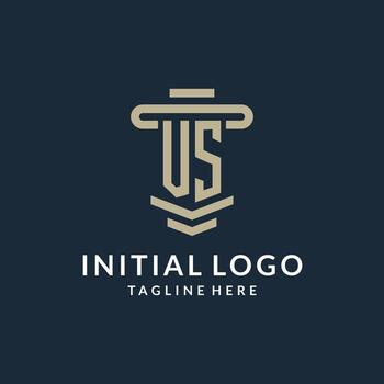 VS initial logo monogram with simple luxury pillar line vector design