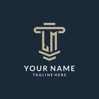 LM initial logo monogram with simple luxury pillar line vector design