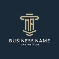 MA initial logo monogram with simple luxury pillar line vector design