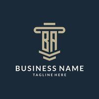 BA initial logo monogram with simple luxury pillar line vector design