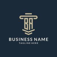 BA initial logo monogram with simple luxury pillar line vector design