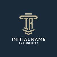 IR initial logo monogram with simple luxury pillar line vector design