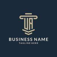 UA initial logo monogram with simple luxury pillar line vector design