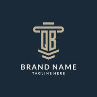 QB initial logo monogram with simple luxury pillar line vector design