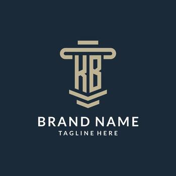 KB initial logo monogram with simple luxury pillar line vector design