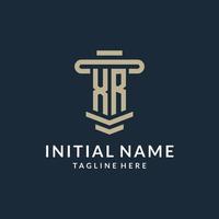 XR initial logo monogram with simple luxury pillar line vector design
