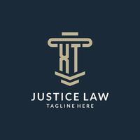 XT initial logo monogram with simple luxury pillar line vector design