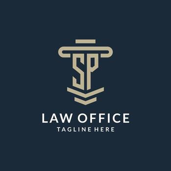 SP initial logo monogram with simple luxury pillar line vector design