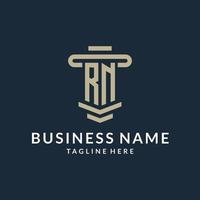 RN initial logo monogram with simple luxury pillar line vector design