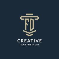 FD initial logo monogram with simple luxury pillar line vector design