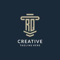 RQ initial logo monogram with simple luxury pillar line vector design