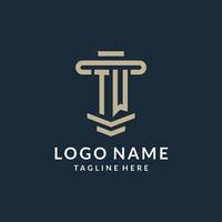 TW initial logo monogram with simple luxury pillar line vector design