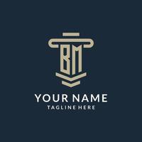 BM initial logo monogram with simple luxury pillar line vector design