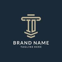IO initial logo monogram with simple luxury pillar line vector design