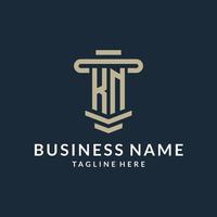KN initial logo monogram with simple luxury pillar line vector design