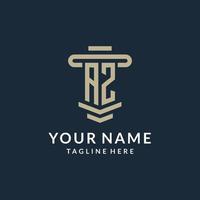 AZ initial logo monogram with simple luxury pillar line vector design