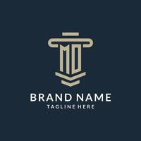 MO initial logo monogram with simple luxury pillar line vector design