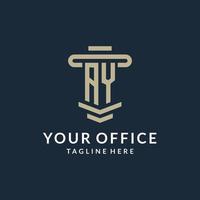 AY initial logo monogram with simple luxury pillar line vector design