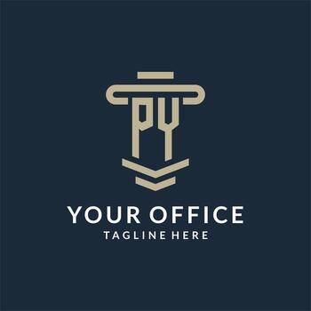 PY initial logo monogram with simple luxury pillar line vector design